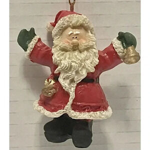 Santa Claus Christmas Ornament Holding Bell 2.5”‎